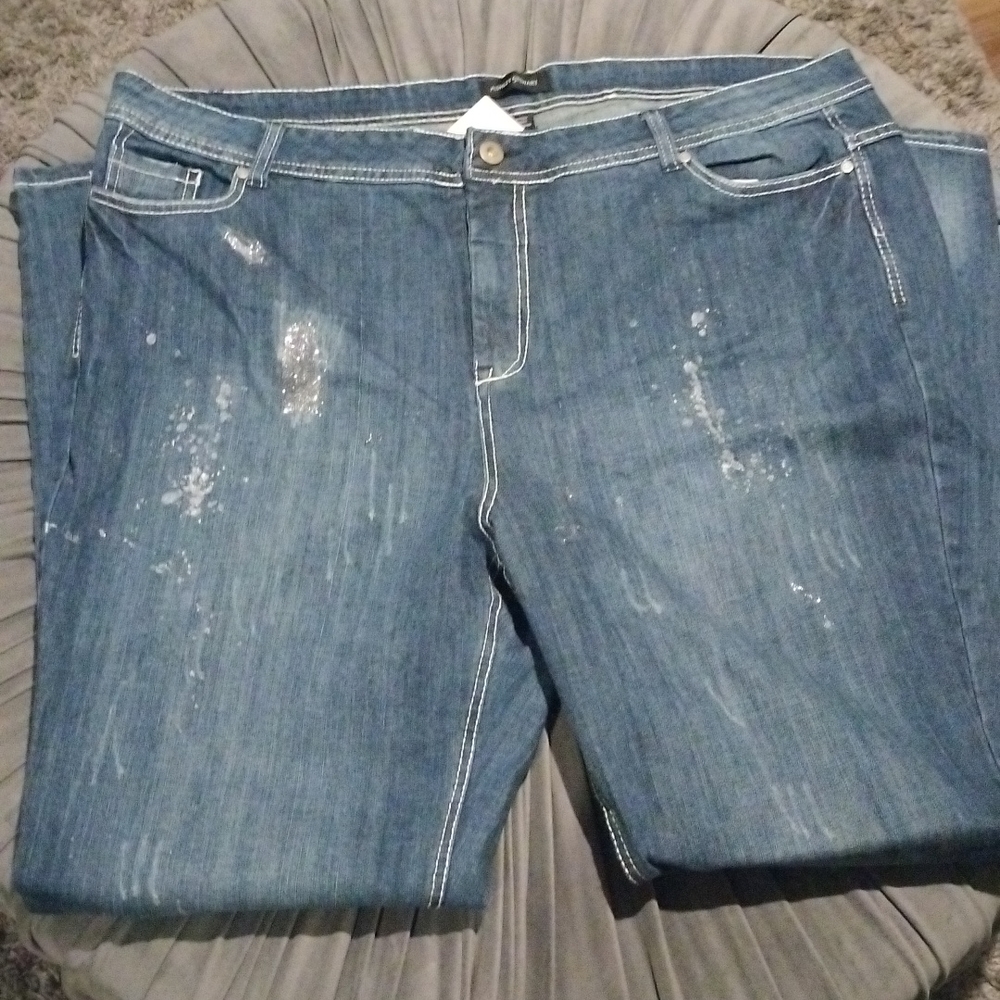NWT Ashley Stewart silver and glitter jeans